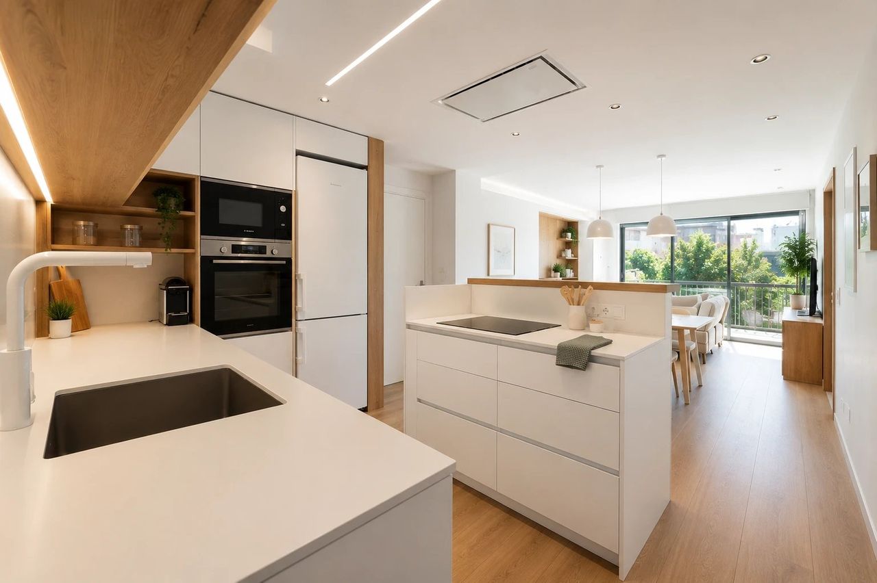 Reforma integral con cocina de isla en Sotogrande